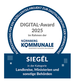 Siegel des Digital Awards 2025 im Rahmen der Nürnberg Kommunale